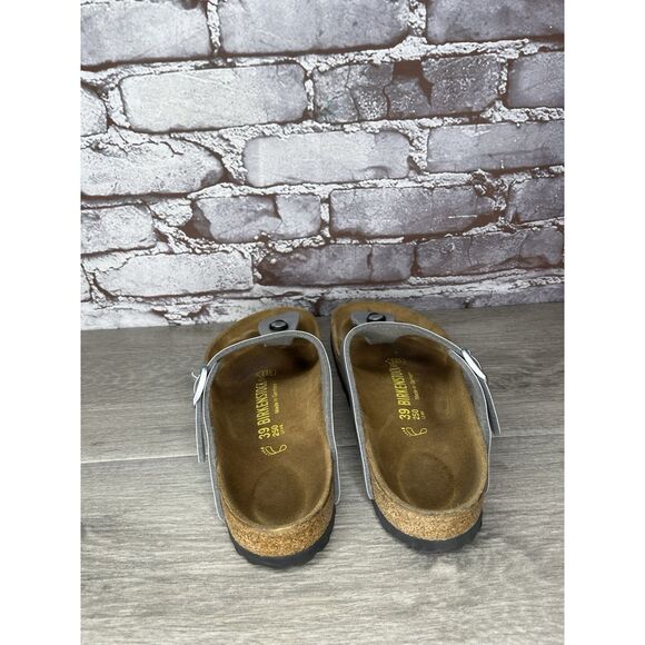 Birkenstock Gizeh Silver Birko Flor Leather Thong Sandals Women Sz 39EU/8.5M US - Picture 4 of 16